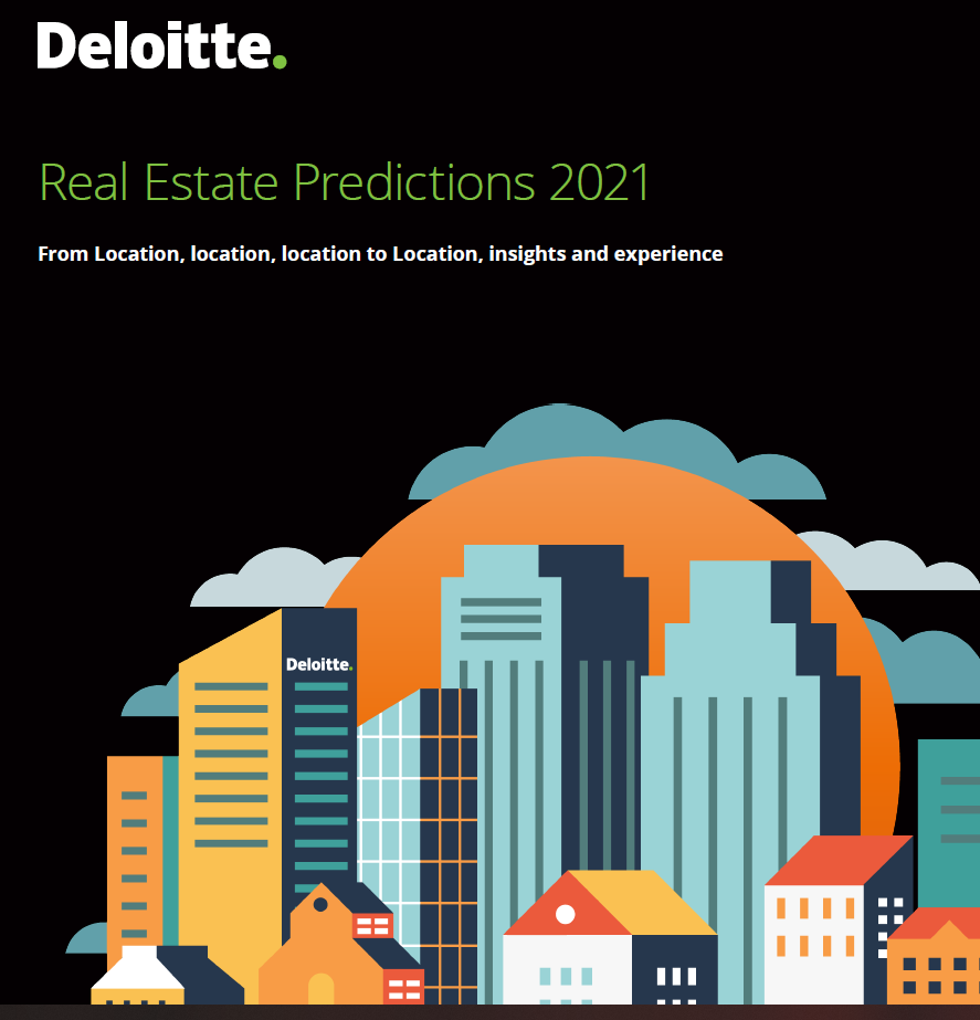 Grafika przedstawia okładkę raportu Deloitte Real Estate Predictions 2021